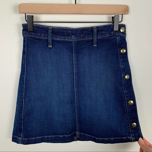 Frame Luxe Mid/Dark Wash Denim Button Skirt - Picture 8 of 8